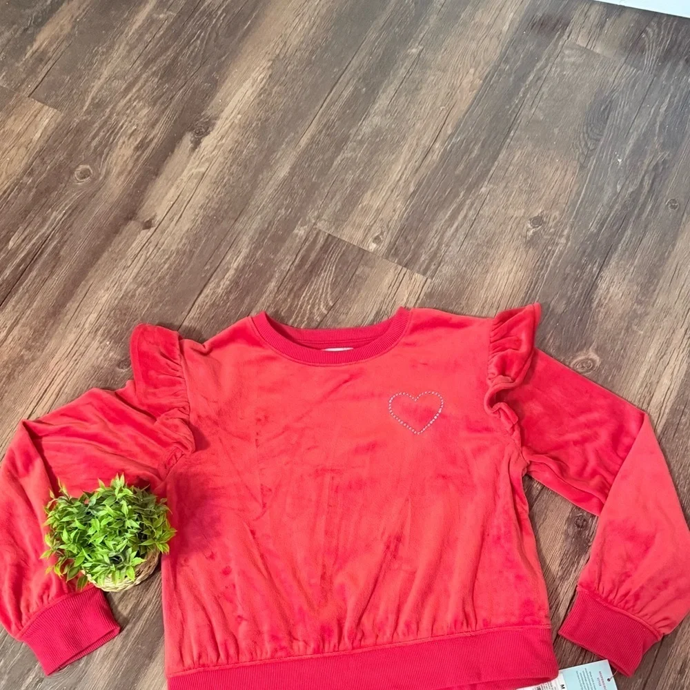 Cat & Jack Red Sweatshirt with Ruffle Sleeves